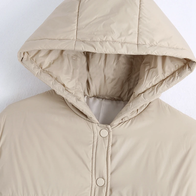 2022 Autumn Women Solid Oversized Hood Parkas Cotton Jacket Long Sleeve Female Padded Overcoat  winter coat women