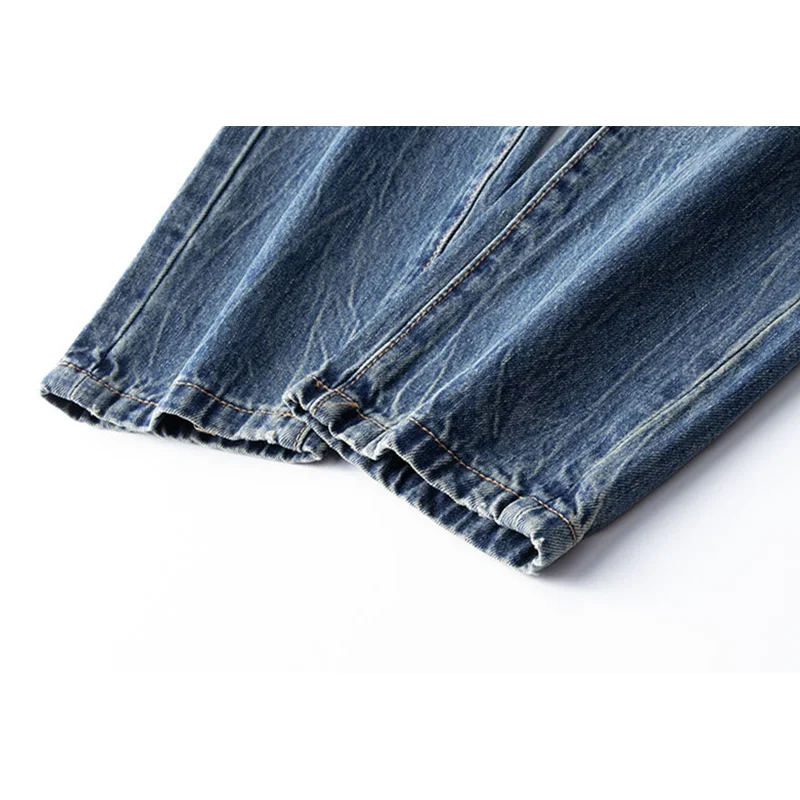 Men Clothing New Pattern 2022 Port Breeze Vintage Hole Blue Jeans Recreational Straight Cylinder Loose Trousers Autumn Female