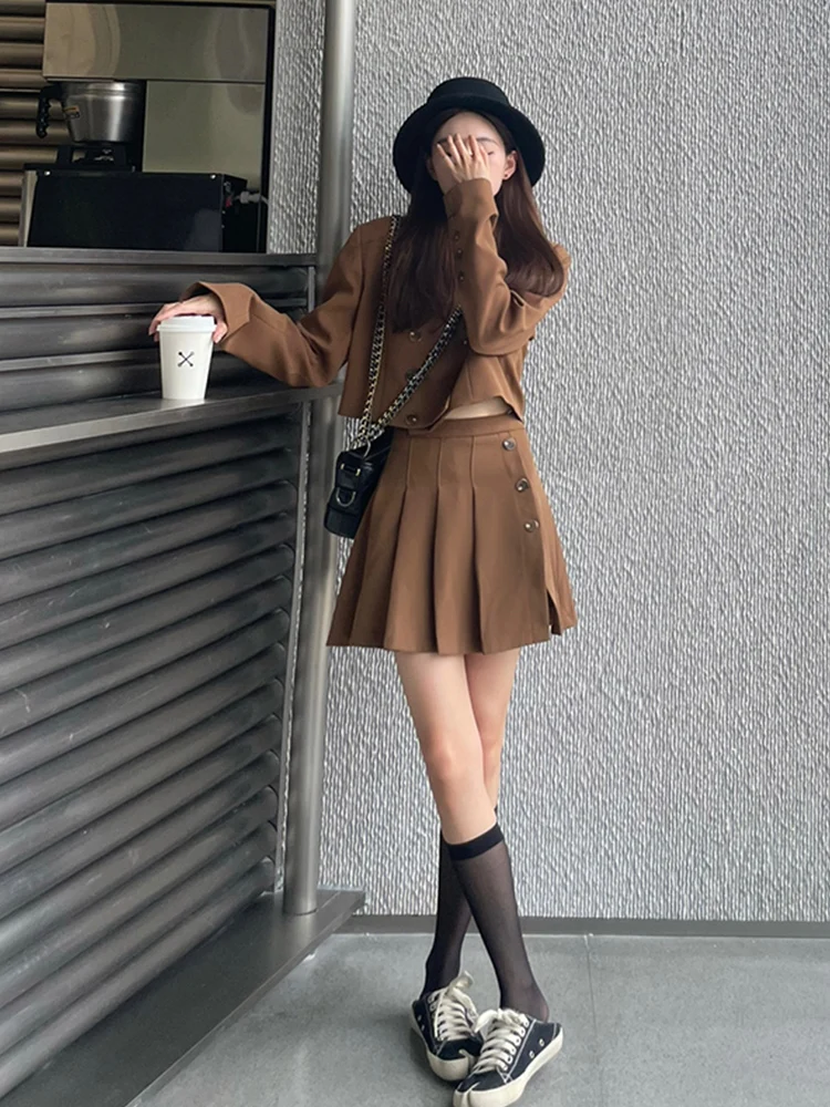 Hong Kong Sle Fashion High Sense Two-piece suit Women 2024 Early Autumn New Versatile Design Pleated Skirt Two-Piece Set