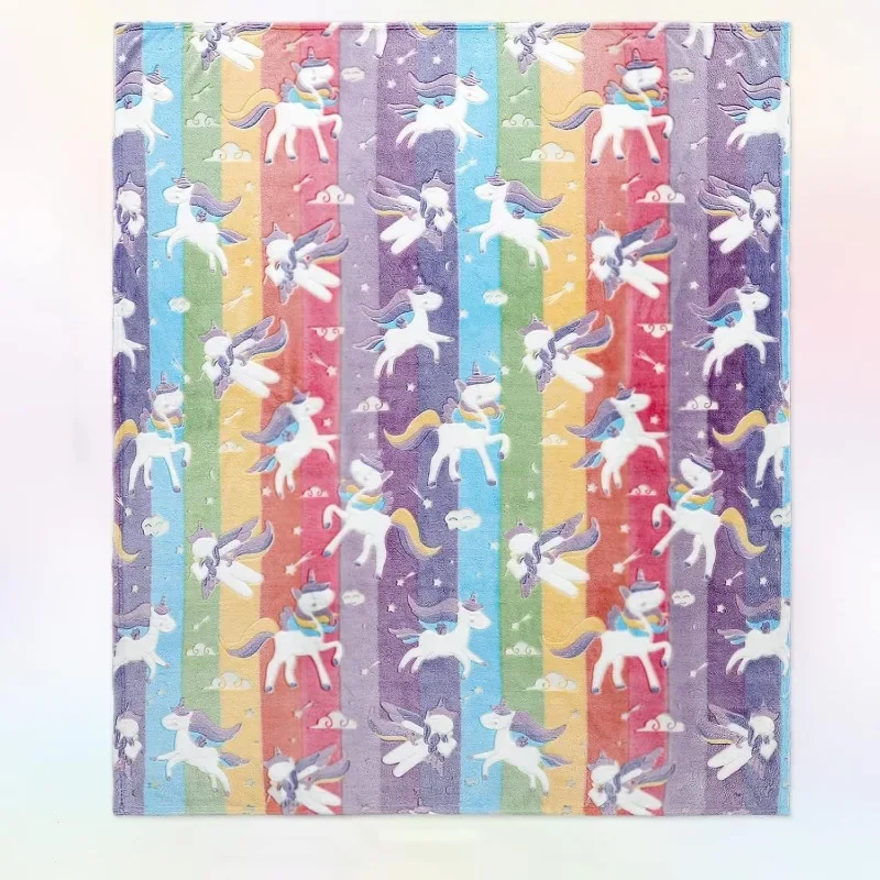 Детское мягкое фланелевое одеяло в Радужном стиле удобное светящееся темноте