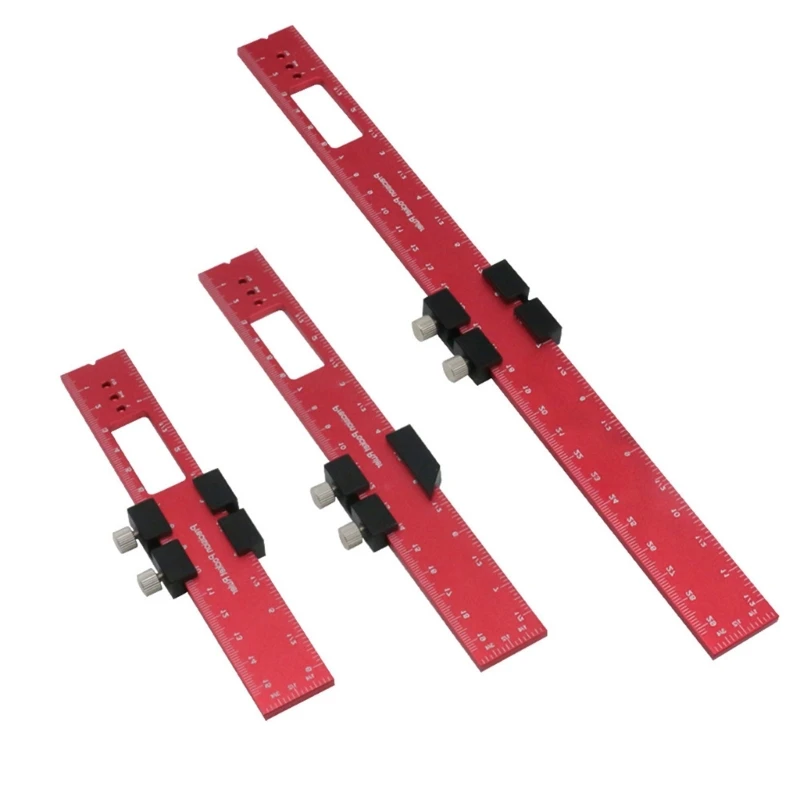 

3 Pack Woodworking Ruler Pocket Ruler Metal Slide Rule Inch & Metric Scribing Ruler Square Ruler T-Track Ruler