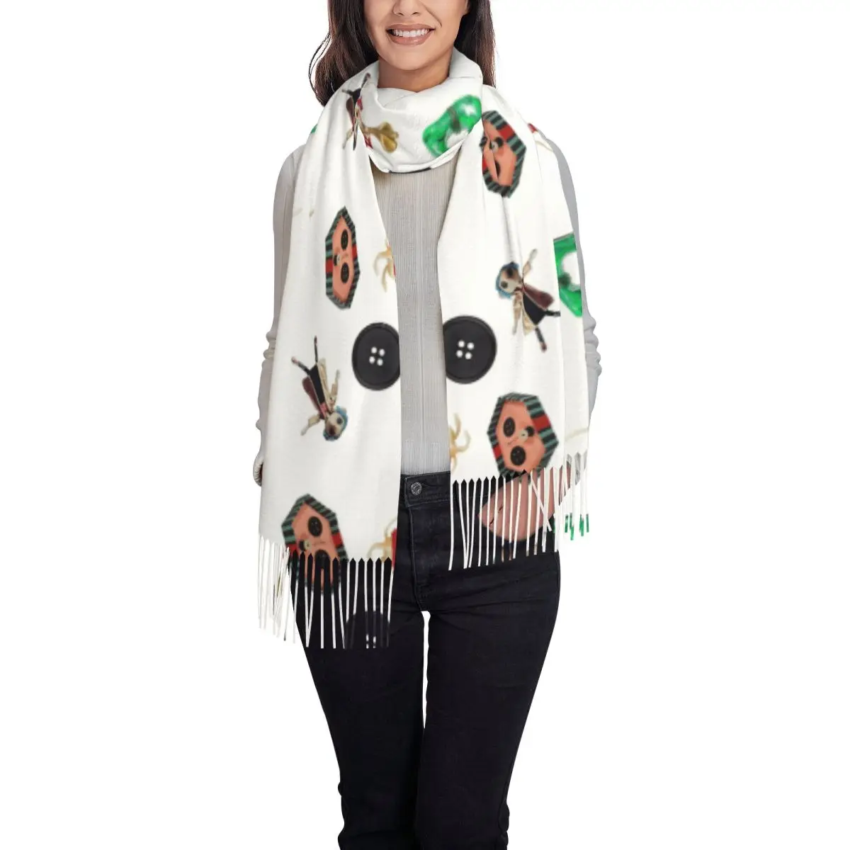 Женский шарф с кисточками большие зимние женские шарфы из пашмины