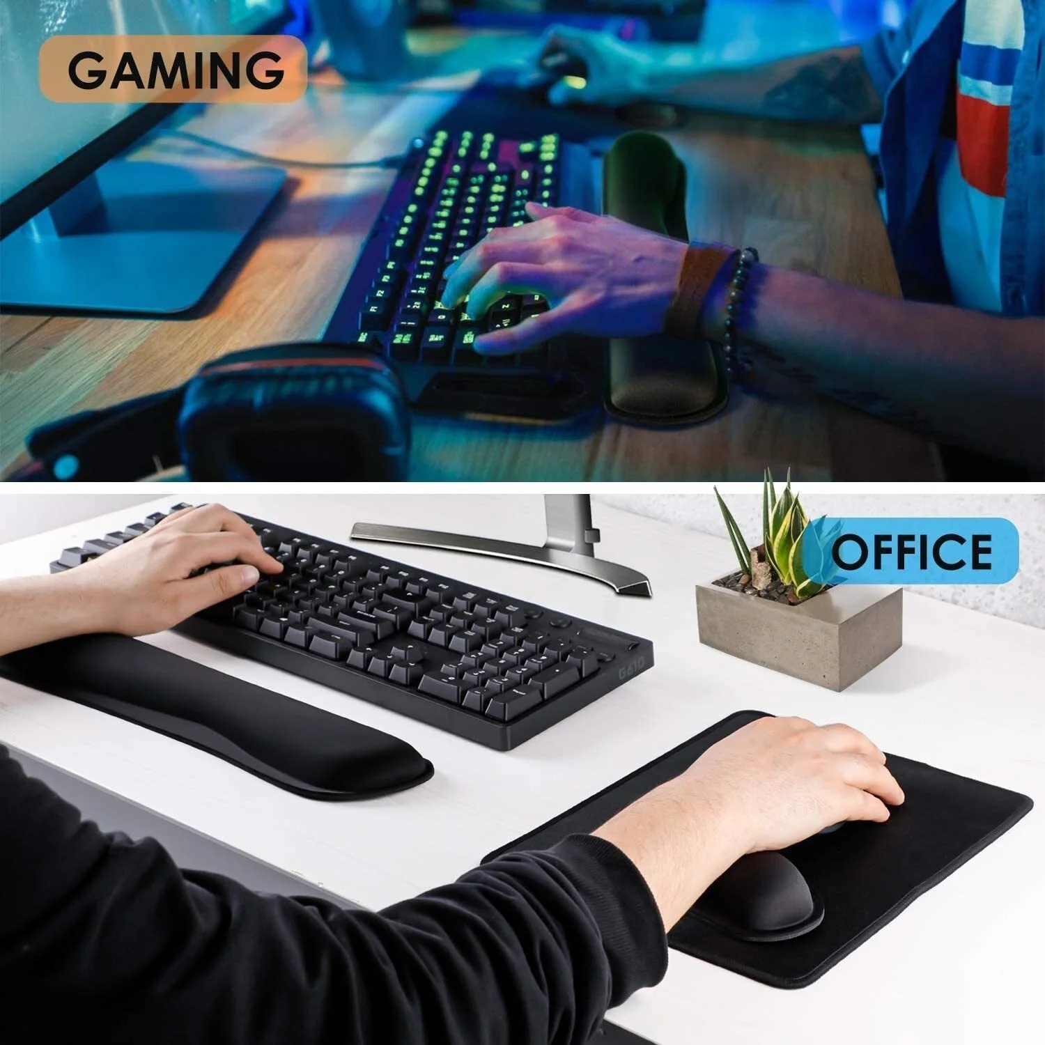 

Wrist Rest Pad Ergonomic Mousepad For Typist Office Gaming PC LaptopWrist Rest Mouse Pad Memory Foam Superfine Fibre