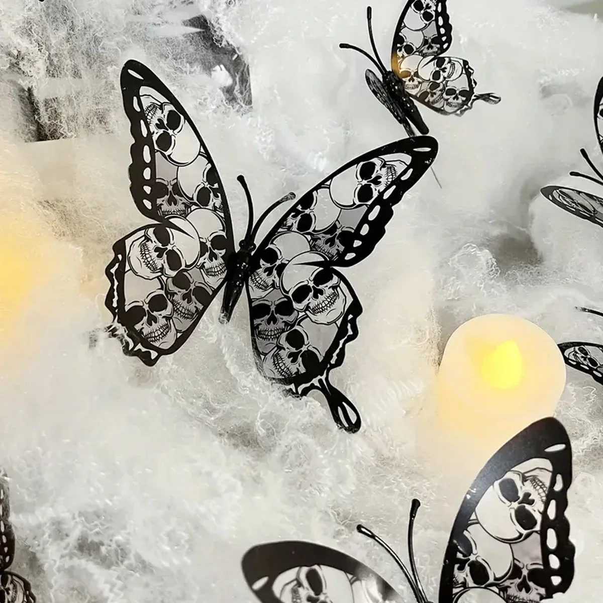 12 Упаковок 3d Череп Снежинка Наклейки На Стену Хэллоуин Декоративные Пластиковые