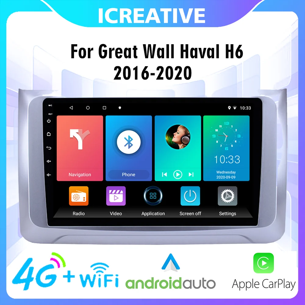 

4G Carplay Android WIFI GPS Navigation Multimedia Player For Great Wall Haval H6 2016-2020 2 Din 10.1 Inch Car Stereo