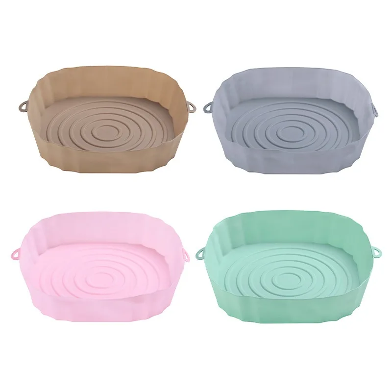 

AirFryer Reusable Pot Silicone Easy To Clean Oven for Round Liner Pizza Chicken Plate Grill Nonstick Pan Mat Air Fryer Accessory