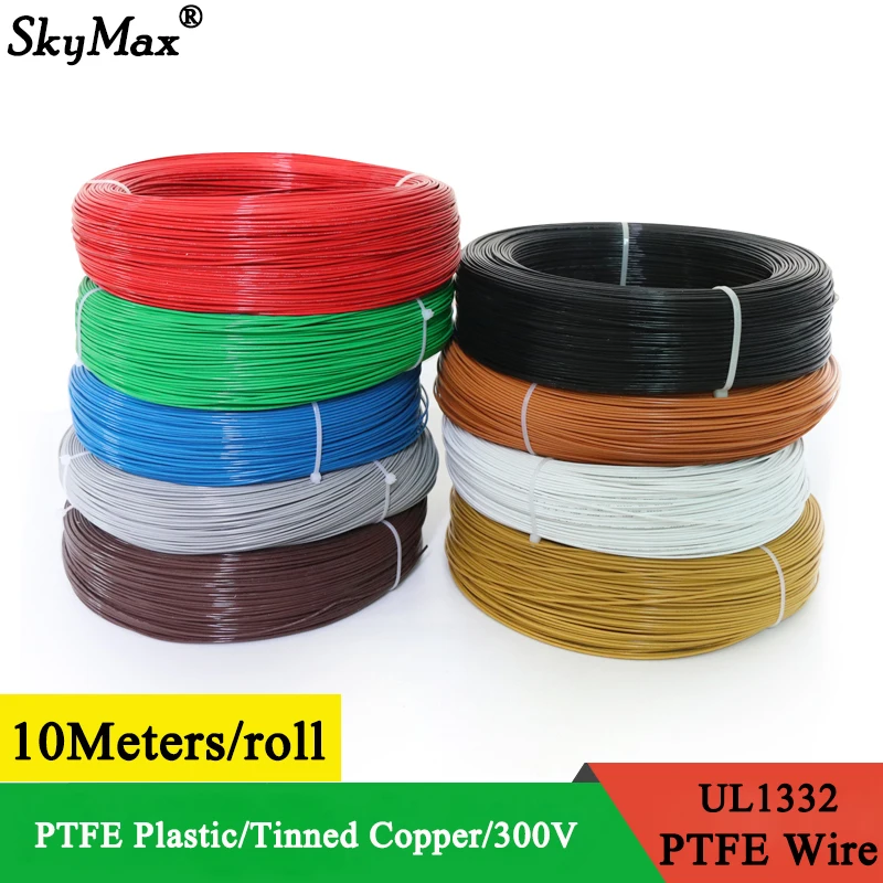 

10M UL1332 PTFE Wire FEP Plastic Insulated High Temperature Electron Cable 300V 28/26/24/22/20/18/16/14/13/12AWG