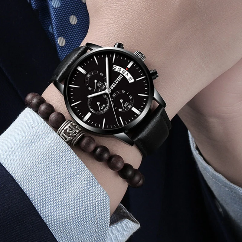 Часы наручные Belushi Мужские кварцевые с календарем роскошные повседневные