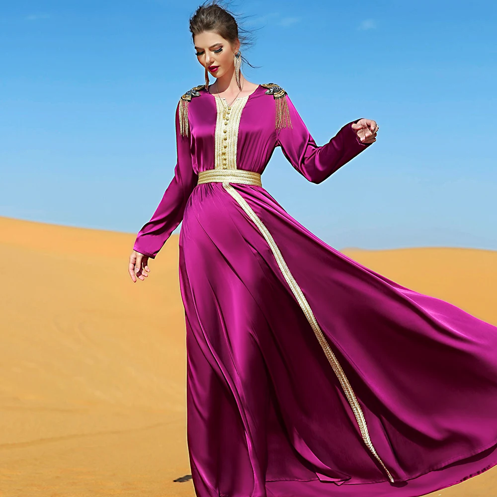 Abaya Dubai Turkey Islamic Caftan Marocain Robe Muslim Long Dress Abayas For Women Satin Kaftan Dress