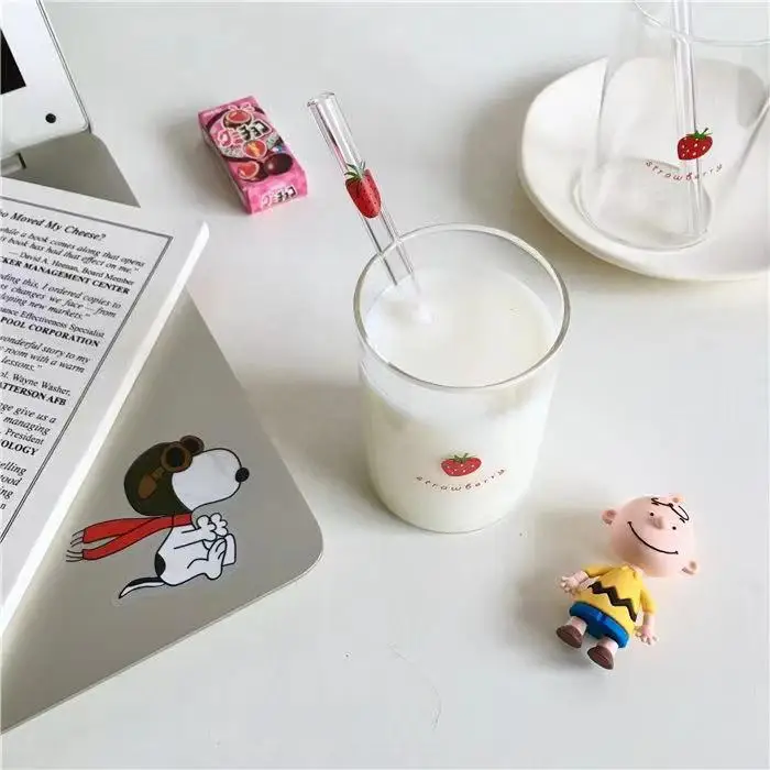 Ins Kawaii Стильные кружки Клубничные стаканы Кофе Молоко Вода Стеклянные чашки с