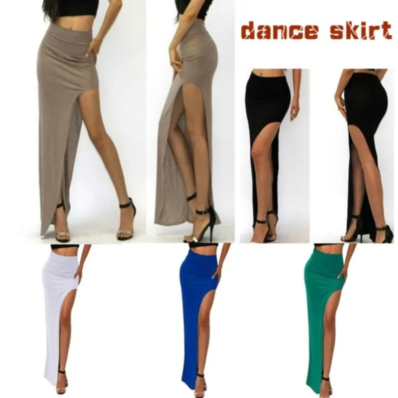 Женская длинная юбка с разрезом сбоку