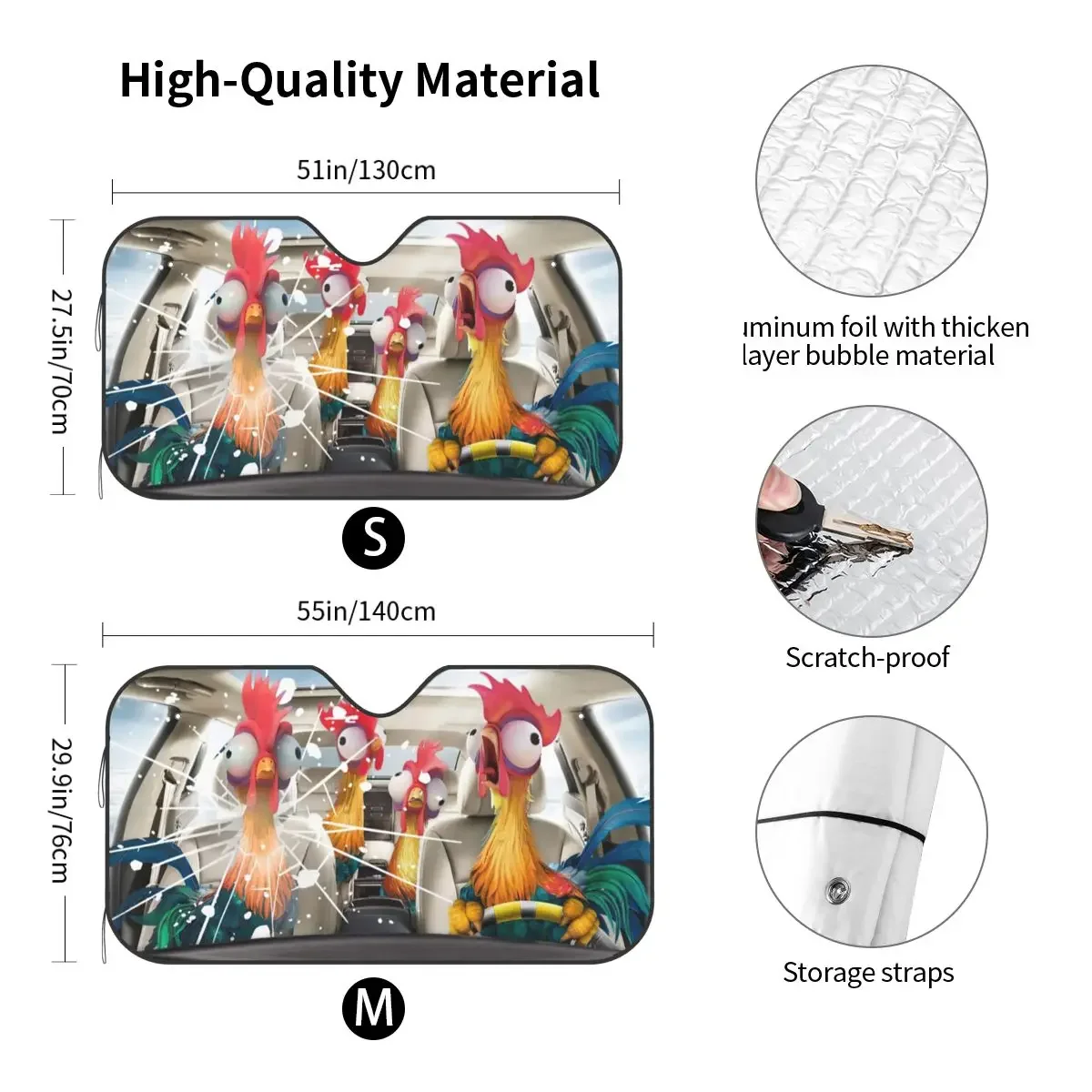 Новинка солнцезащитный козырек для лобового стекла с изображением курицы 70x13 0 см