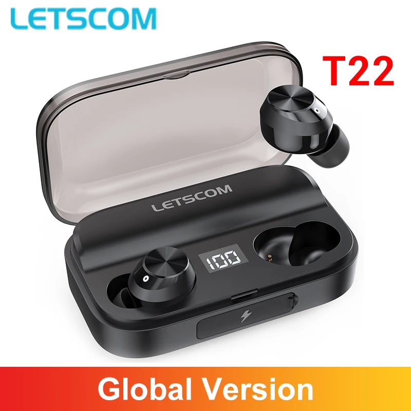 Оригинальные наушники LETSCOM T22 2600 мАч чехол для беспроводной зарядки BT5.0 AB1532 зажим