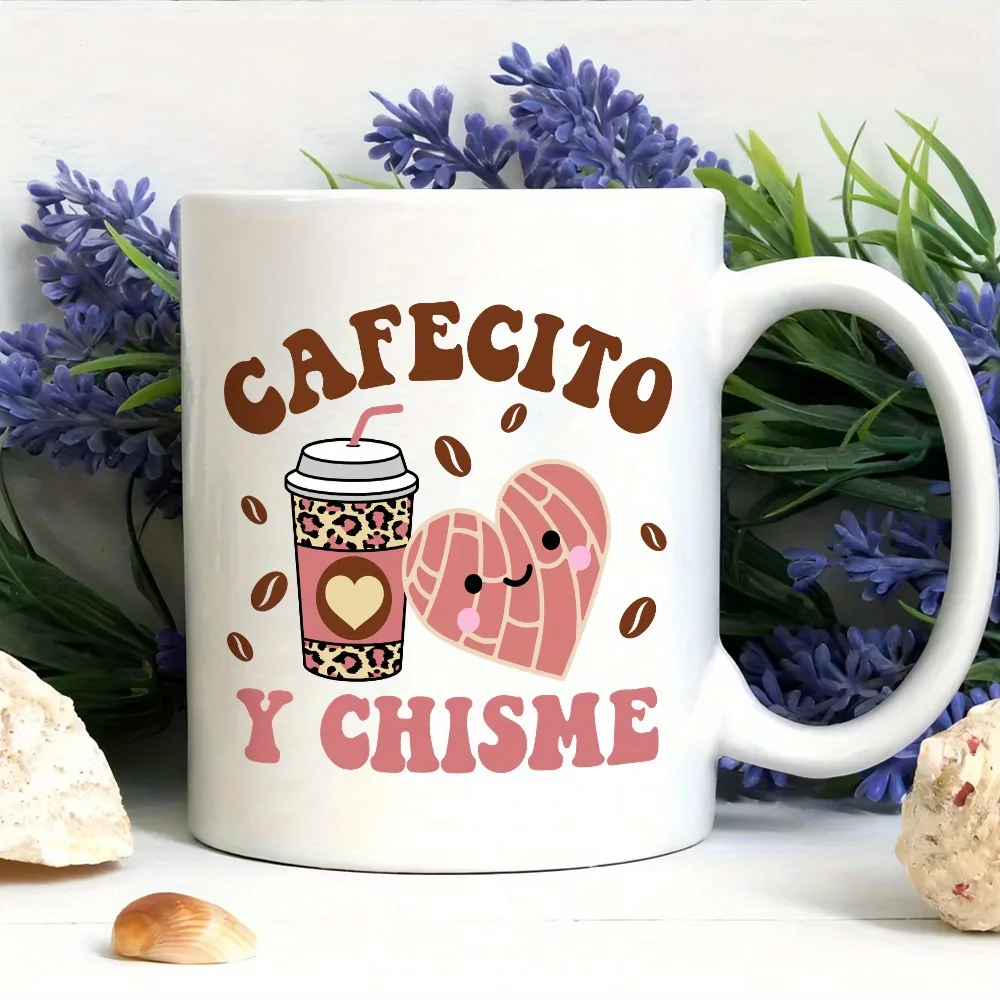 Фото Керамическая кружка Cafecito y Chisme — милый дизайн кофе и сплетни, идеальный подарок для любителей кофе, уникальный подарок на новинку №1