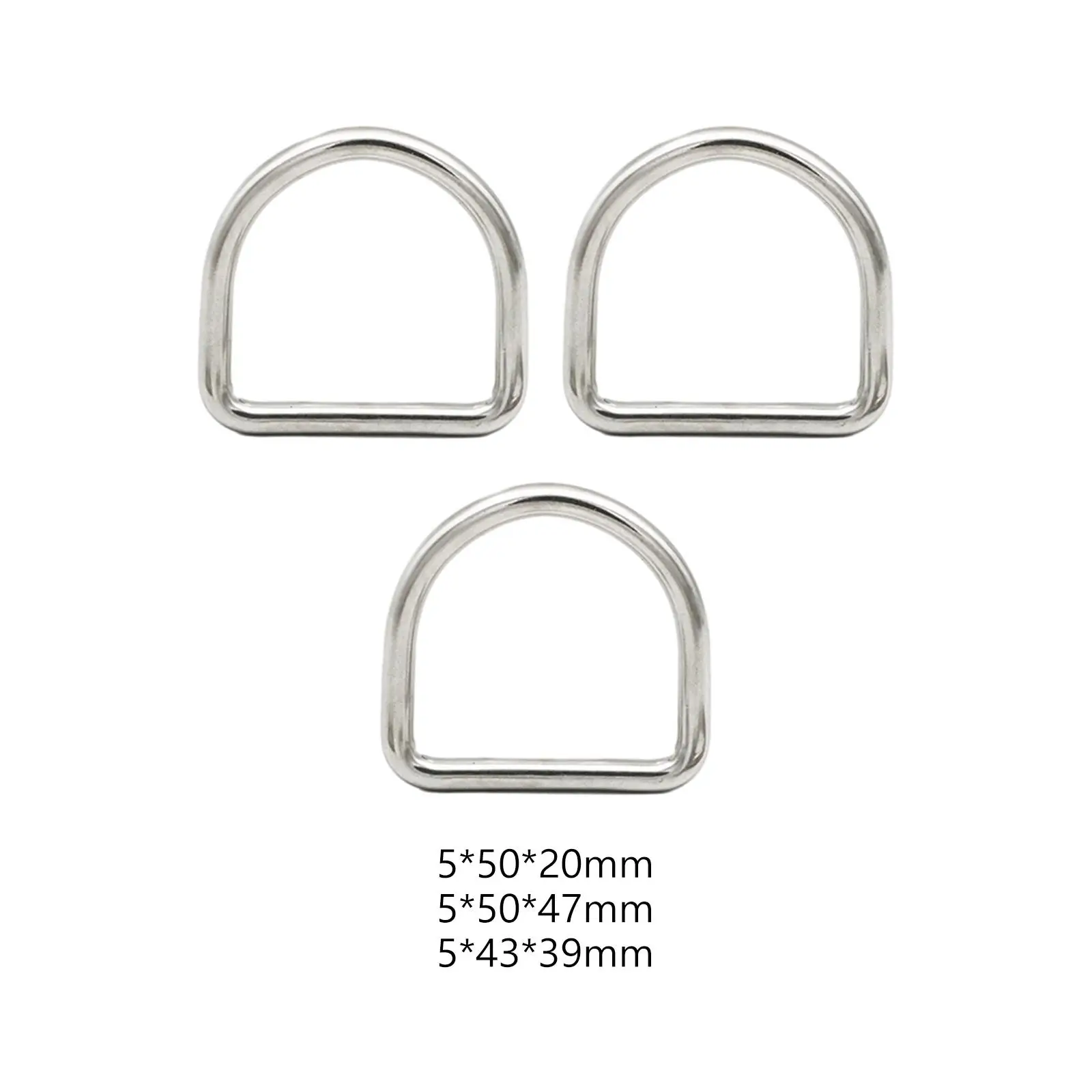 

3x Stainless Steel D Rings Handmade Seamless DIY Accessories D Shape Buckles for Luggage Garment Belt Webbing Purse Backpack
