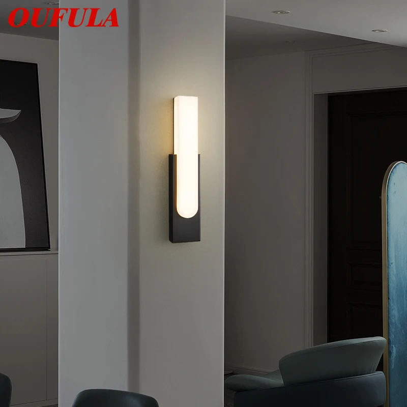 

OUFULA Interior Brass Sconce Lighting LED 3 Colors Black Copper Wall Lamp Simple Art Decor for House Living Bed Room
