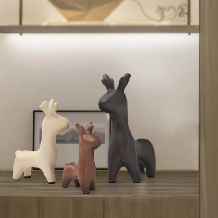 

Reindeer Ceramic Ornaments Sculpture for Home Office Desktop Decoration Craft Ornament For Indoor Living Room JS22