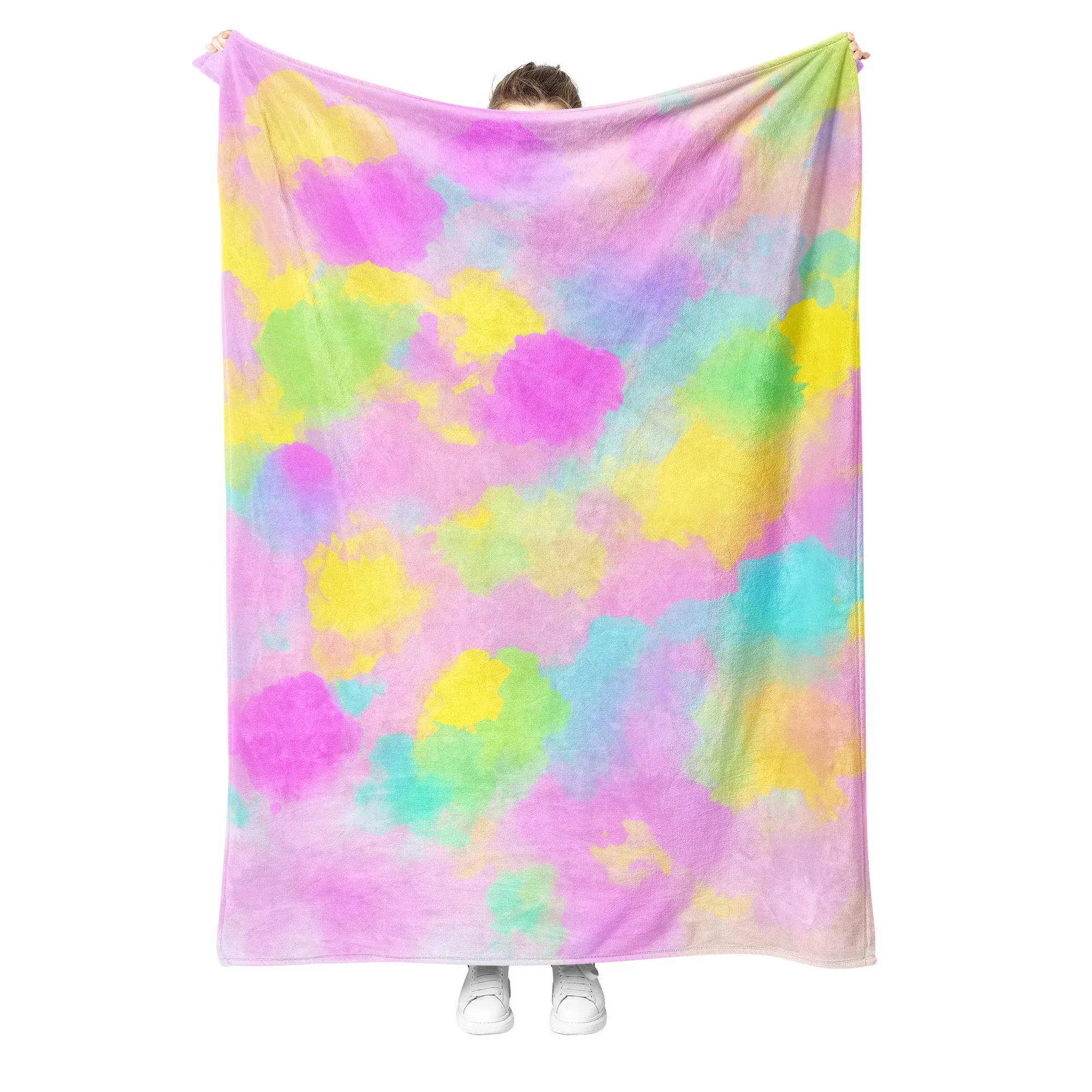 

Одеяла из искусственного меха Tie-dye с градиентным принтом, легкий плед для дивана или кровати