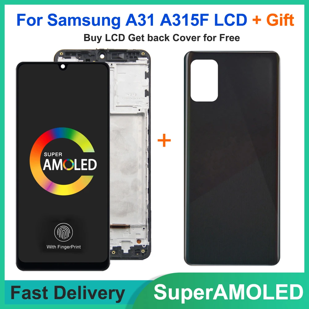 ЖК-дисплей AMOLED 6,4 дюйма для Samsung Galaxy A31 A315, ЖК-дисплей с сенсорным экраном и дигитайзером для Samsung A31 A315, сменный дисплей