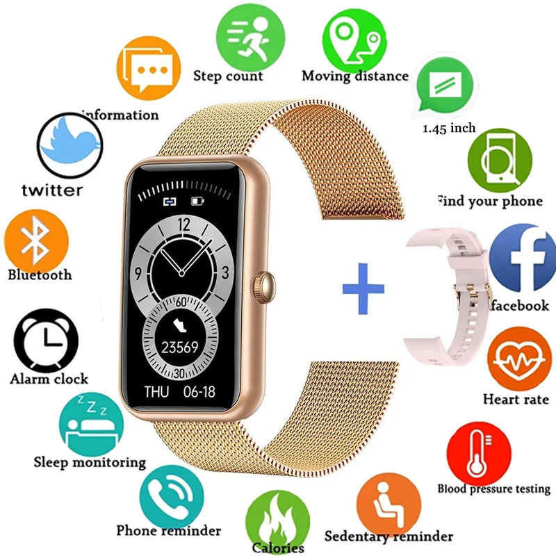 

Smart Watch Women1.45 Inch HD Smart Bracelet Exercise Men Watches Blood Pressure Heart Rate IP68 Waterproof Smartwatch Lady