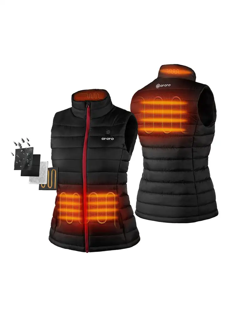 Women's Lightweight Heated Vest with Battery Pack (Black,M)