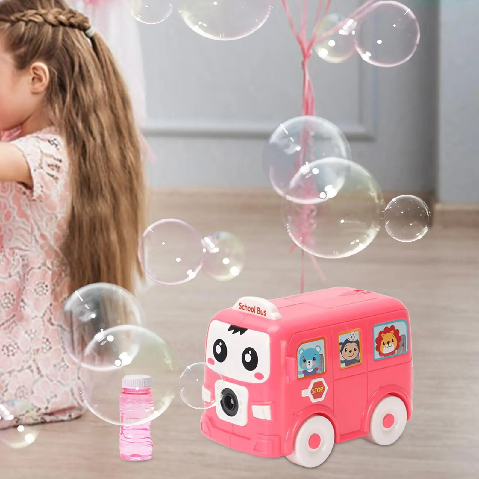 

Automatic School Bus Bubble Maker for Activities Game Novelty Toys Age 2-5 pink