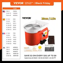VEVOR Electric Pottery Wheel Machine 28cm 350W Manual Handle & Foot Pedal for School Ceramic Clay Working Forming DIY Art Craft