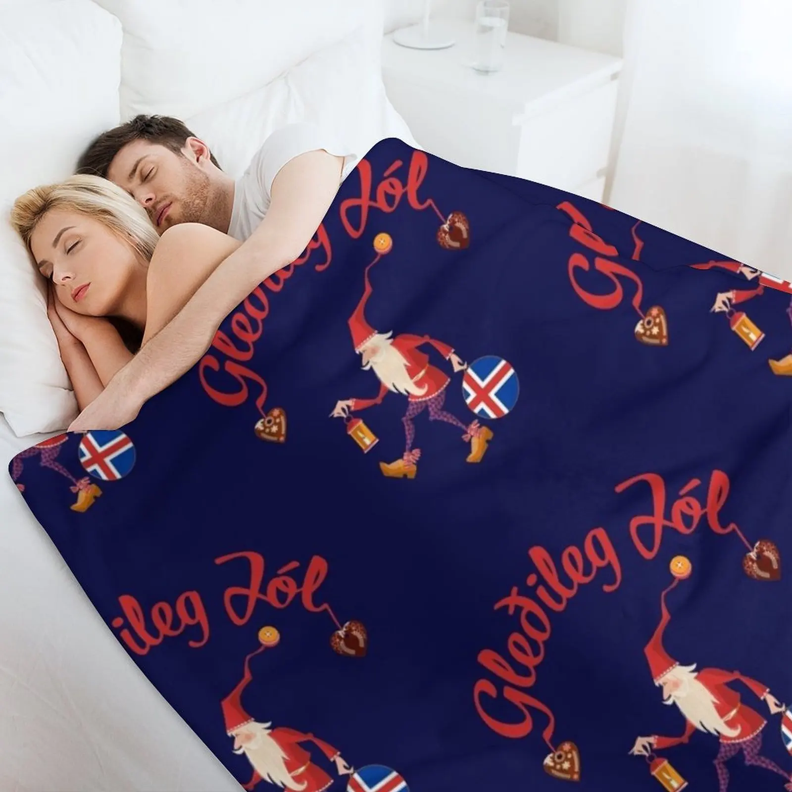 Новое одеяло Gledileg Jol с Исландским Рождеством и Исландическим флагом