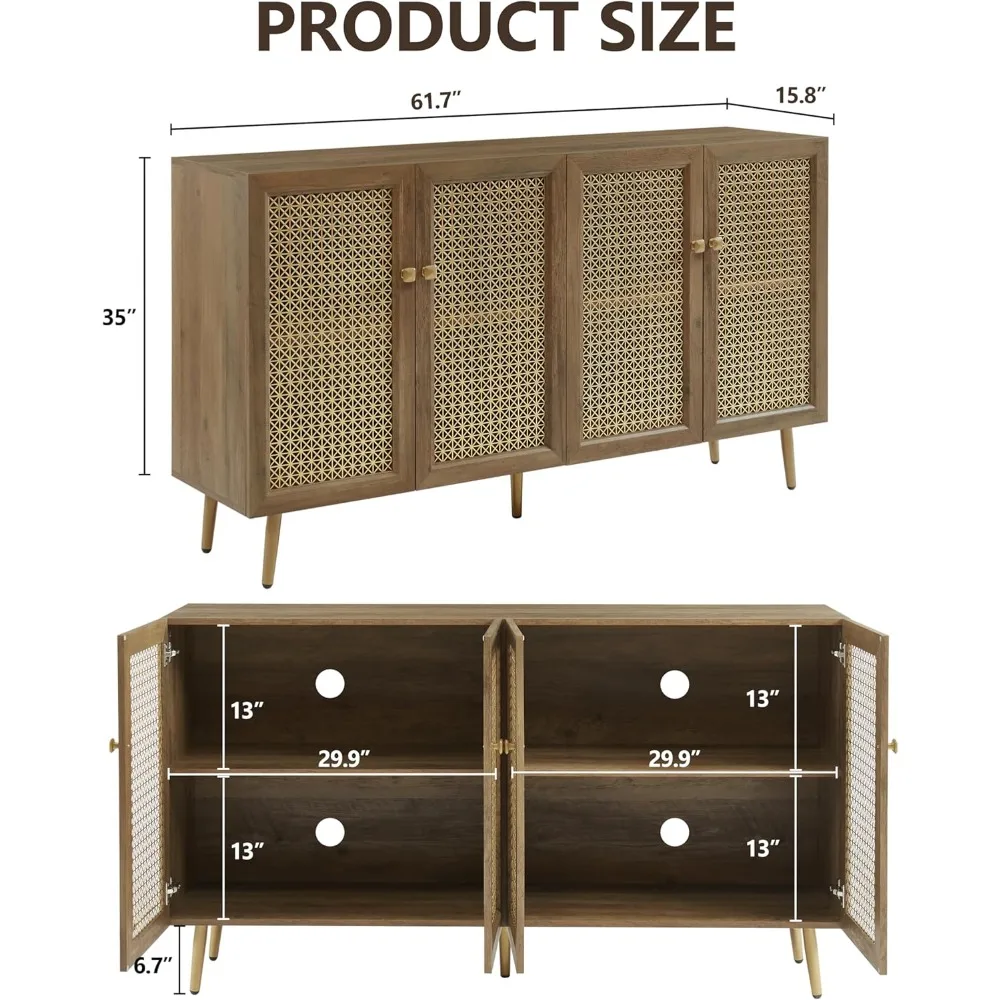Большой буфет-буфет 63 дюйма со светодиодной подсветкой акцентный шкаф для