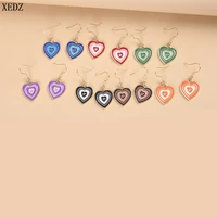 xedz creative heart earrings women colorful pendant earrings fashion trend design retro fashion jewelry gifts