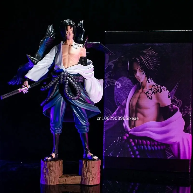 

Naruto Anime 27CM Hand-made GK Tree Stump Crow Curse Print Uchiha Sasuke PVC Model Toy Men's Collection Figurine Ornaments