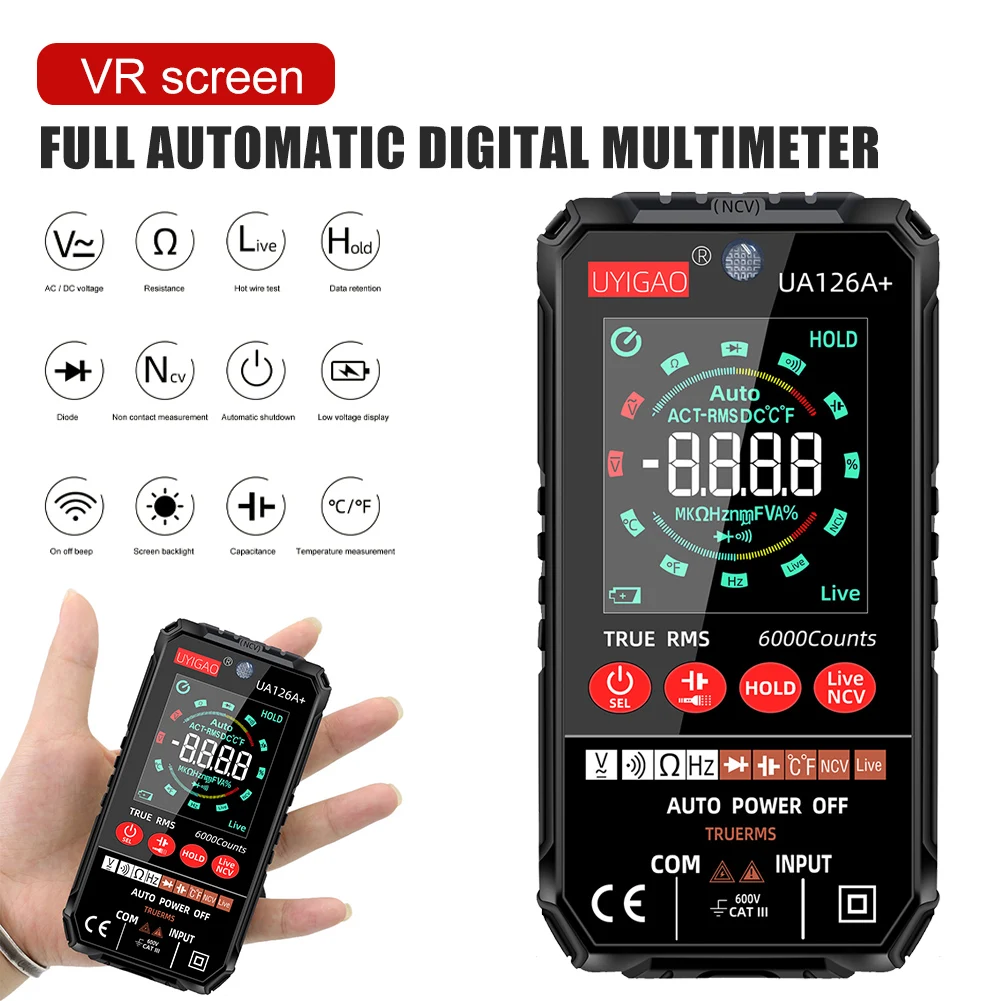 

600V Handheld Digital Multimeter LCD Backlight Display AC DC Voltage Meter Ammeter Resistance Capacitance Measuring Instrument