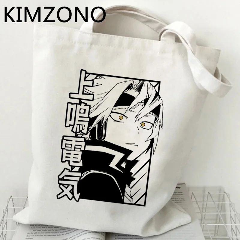 

Сумка-тоут для покупок моя геройская академия, Kaminari Denki, Хлопковая Сумка для покупки продуктов, многоразовая сумка