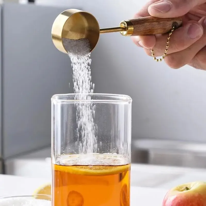 1 шт. ложка для кофе с деревянной ручкой мерный стакан позолоченная мерная торта