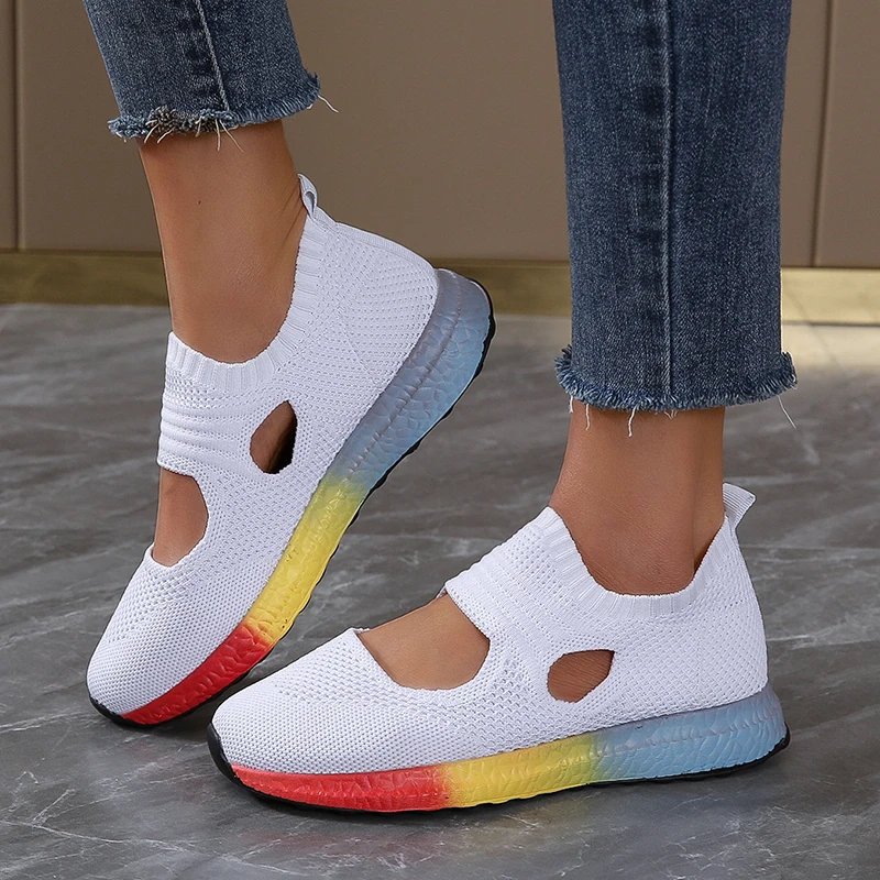 

2021 Summer Flat Shoes New Shoes Women Sneakers Flats Women Casual Shoes Mesh Shoes Comfortable Loafers Large Size 35~45