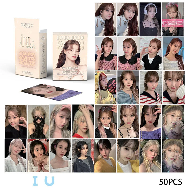 50 шт./набор KPOP IU Лазерная карточка новый альбом ломо-карта Lee Ji Eun блестящая