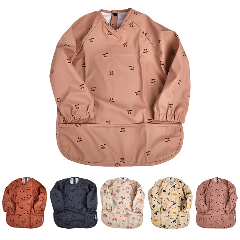 

Детский шарф с длинным рукавом, водонепроницаемый художественный нагрудник, фартук для кормления, карманный тканевый нагрудник для младен...