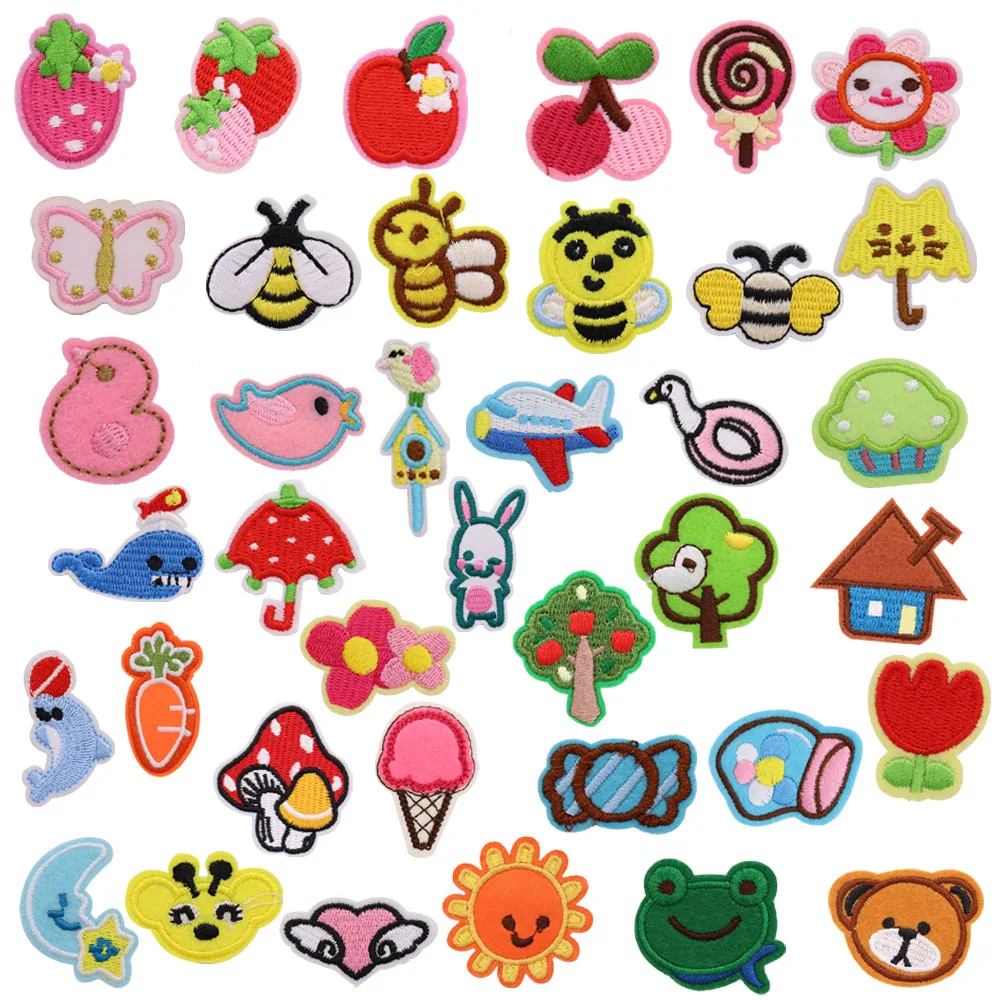 10 шт. нашивки с вышивкой в виде моркови Кита цыпленка клубники бабочки конфет