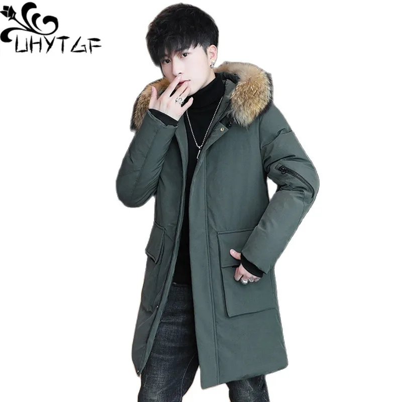 UHYTGF 4XL Winter Jackets For Men Quality Down Jacket Parka Cotton Coat Male Fur Collar Hooded Thick Casual Warm Overcoat Men182