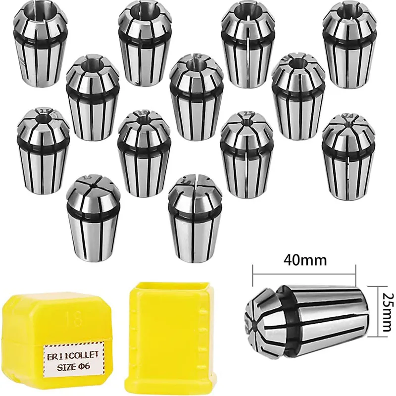 

Цанговый патрон ER11, набор из 13 зажимных патронов ER11 1 мм-7 мм, пружинная Цанга для обрабатывающего центра с ЧПУ, для гравировального станка, то...