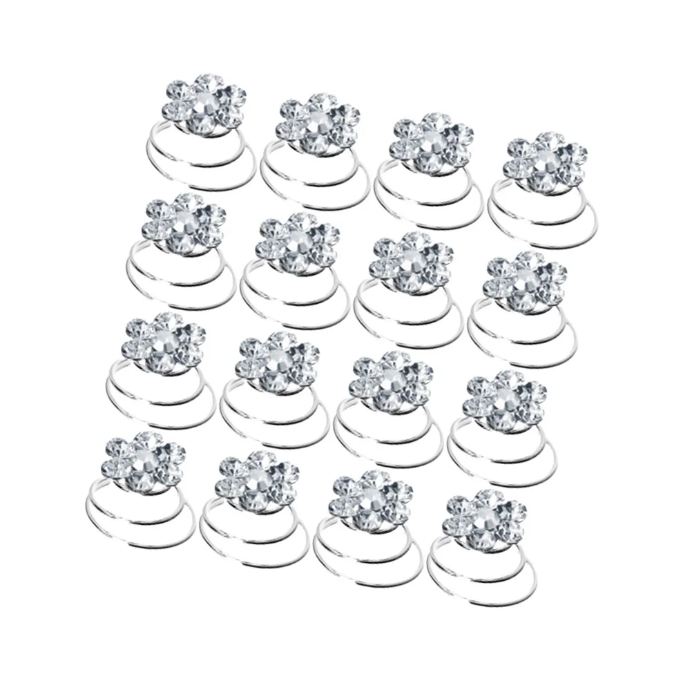 

36pcs Spiral Hair Mini Flower Metal Portable DIY Rhinestone Hair Clips Bobby for Party Wedding