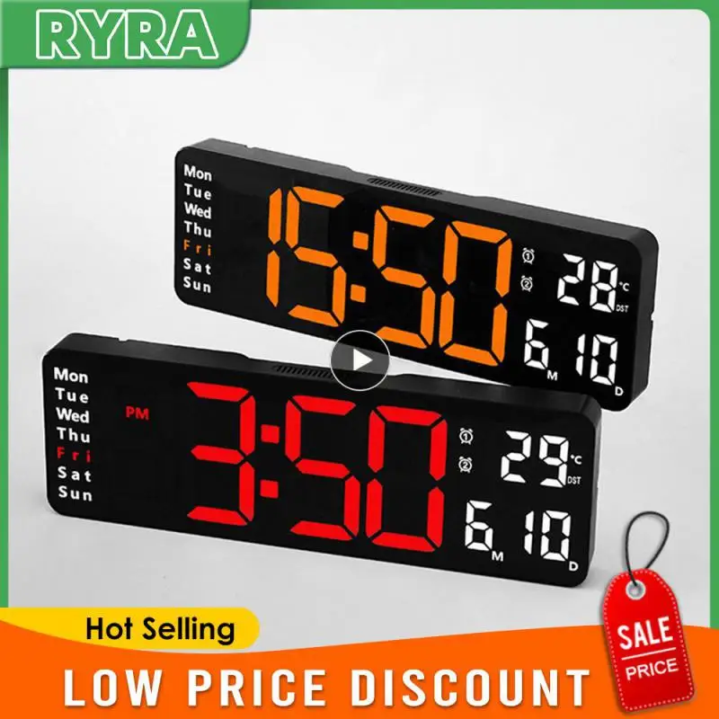 Temperature Dual Alarm Snooze Desktop Table Clock Night Mode 12/24h Led Clock Watch