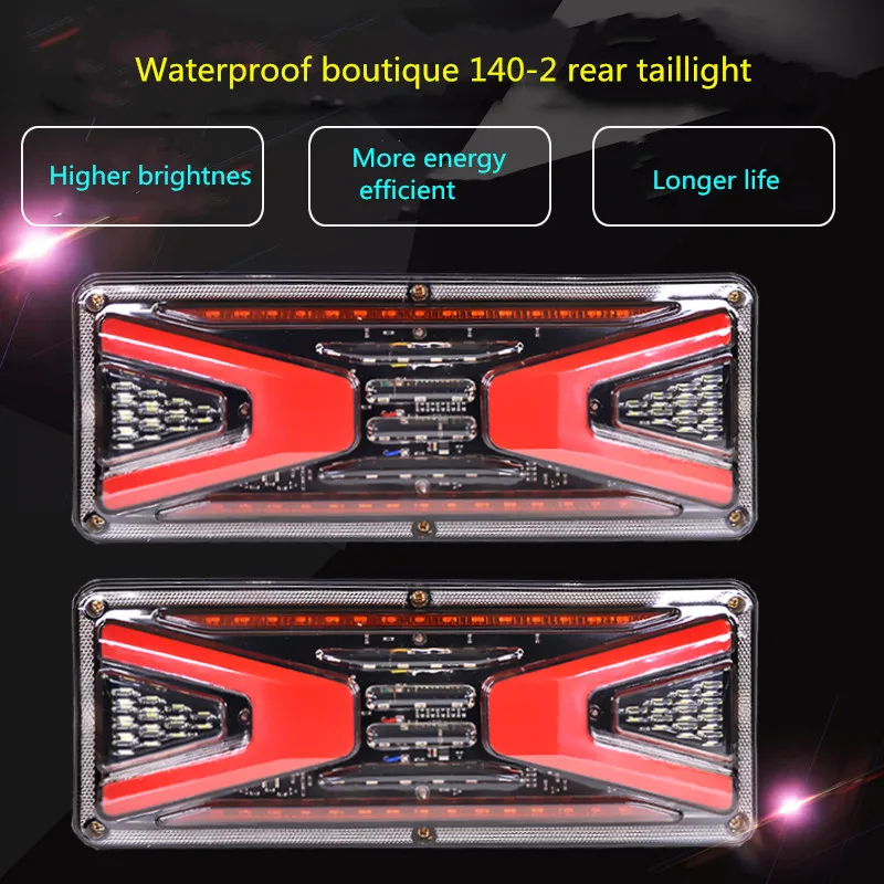 

2Pcs 12V Universal Car Truck Rear Taillight Warning Lights Flow Signal Steering Brake Reversing Traffic Waterproof Fog Lamp