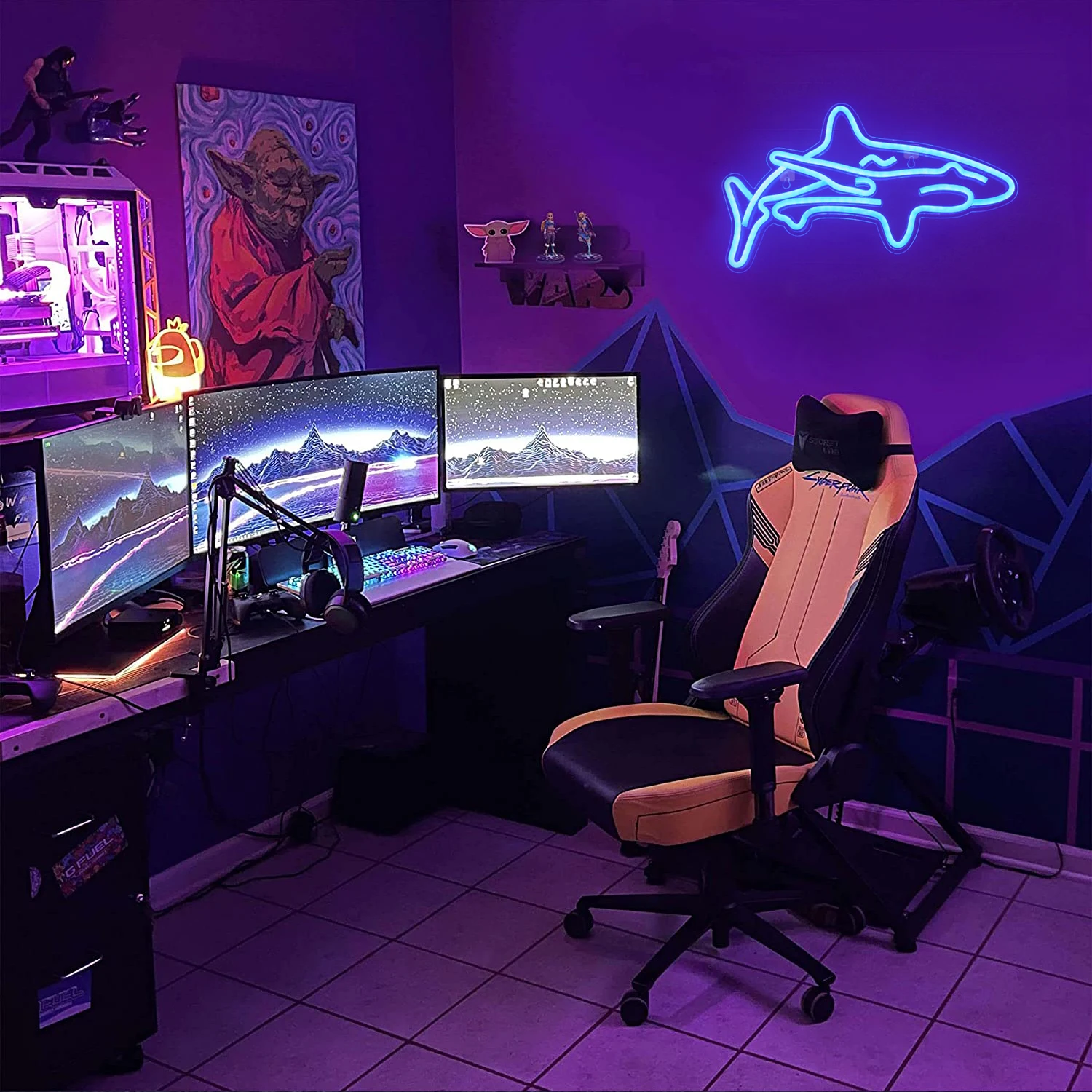 Wanxing неоновые светодиодные вывески лампы для пива в форме акулы с выключателем