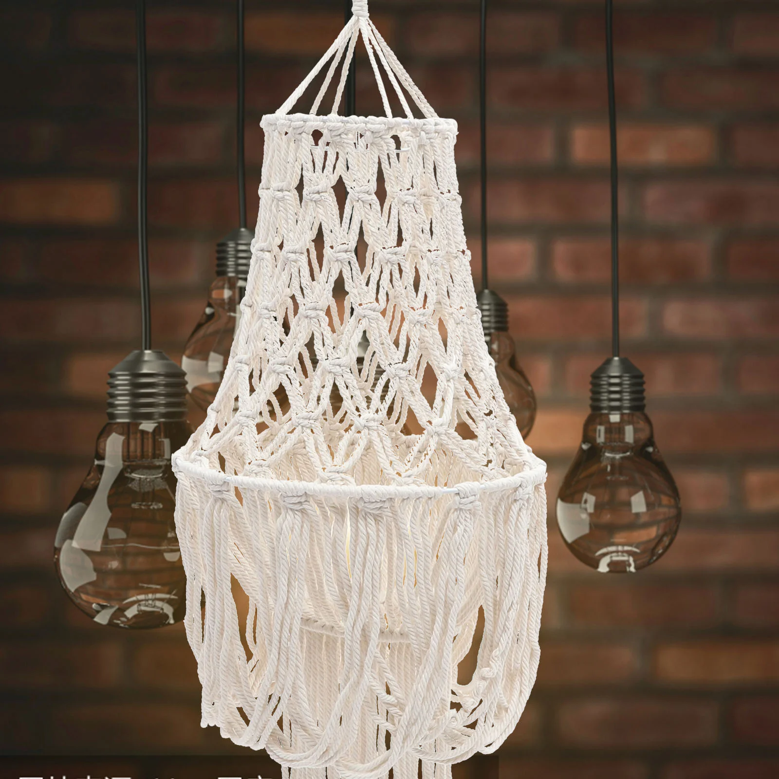 

Fringed Cotton Rope Lampshade Bohemian Pendant Home Decor Ceiling Cover Accessories Simple Household Indoor Light