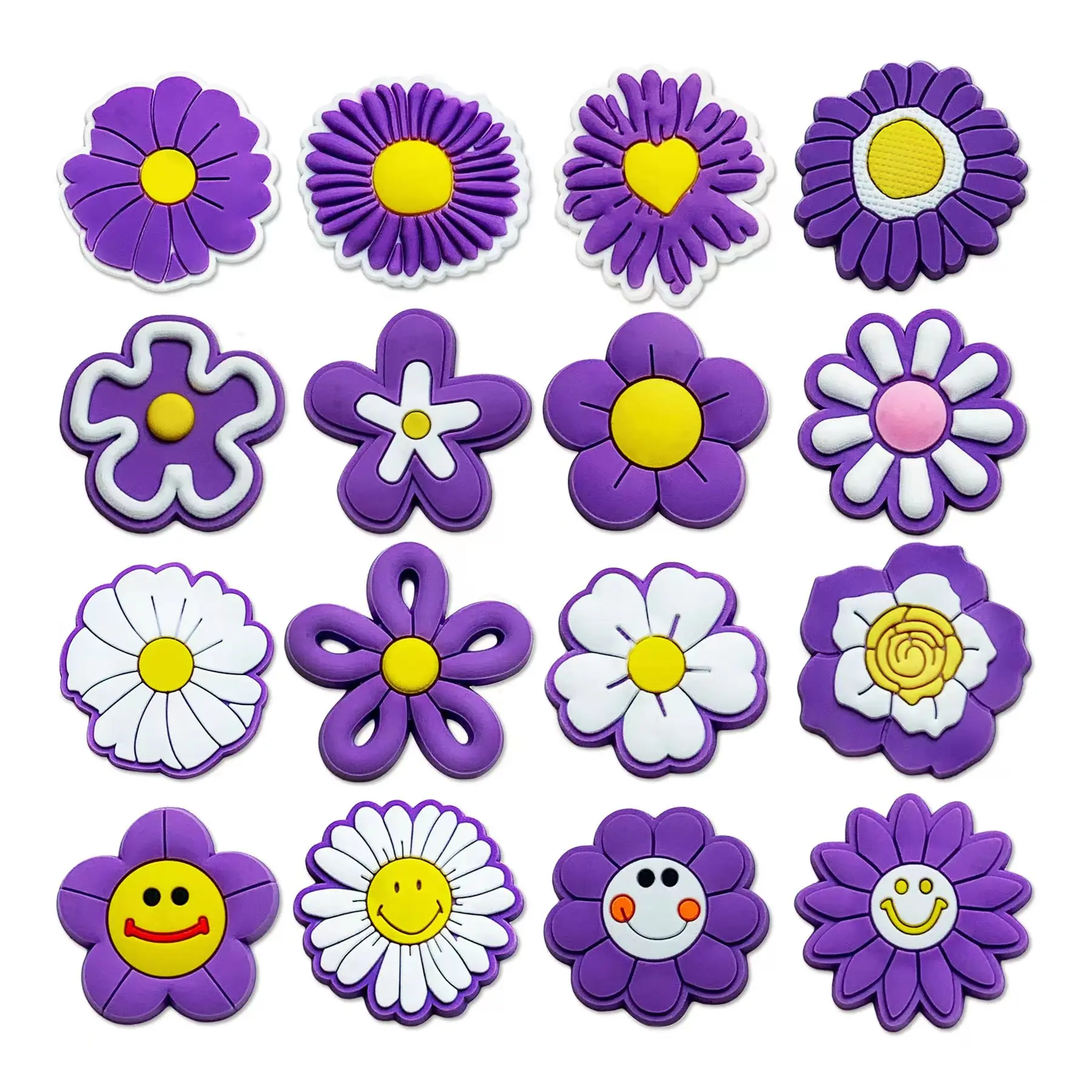 8-16 Sets of Multiple colors of small daisies Shoes Croc charms PVC jibz Shoes Decoration Girls Children's Party Christmas Gifts
