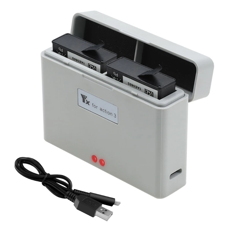 

Зарядное устройство для зарядки двух аккумуляторов для Action 3Drone, чехол для хранения аккумуляторов F0T1