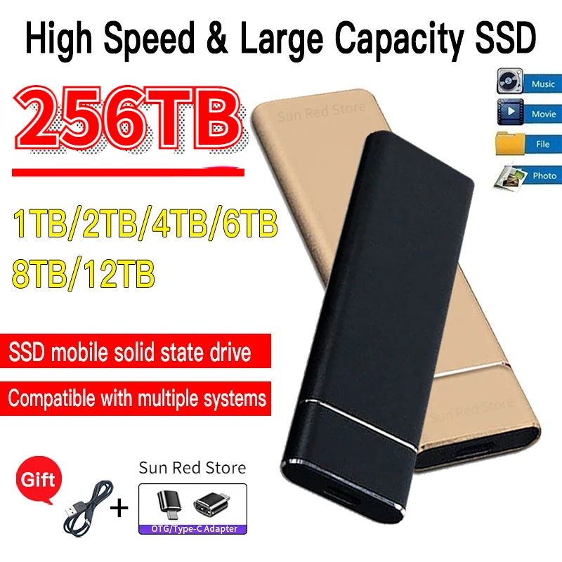 

External Solid State Disk 256TB Hard Drive High Capacity Portable 500GB SSD hard disk Storage Device for Computer/Laptop Type-C