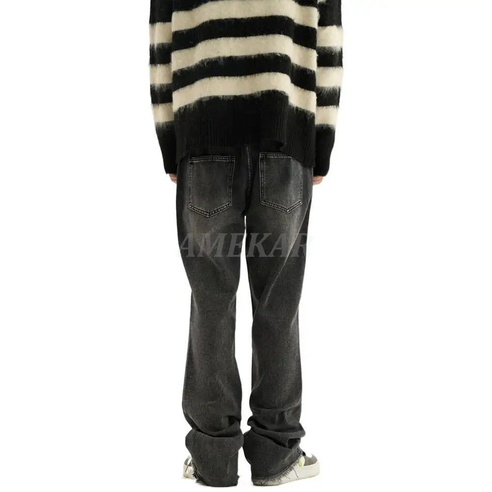 2023 Y2k Streetwear Solid Color Patchwork Skulls Embroidery Casual Denim Pants Men and Women Elastic Waist Baggy Jeans Trousers