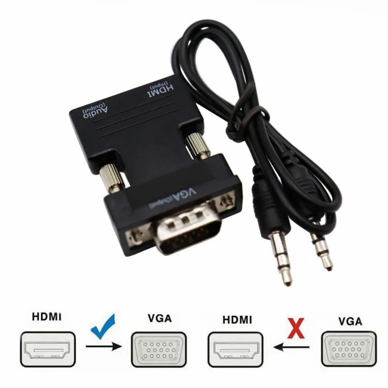 Convertidor HDMI compatible con VGA 1080P hembra a macho, adaptador de Cable...